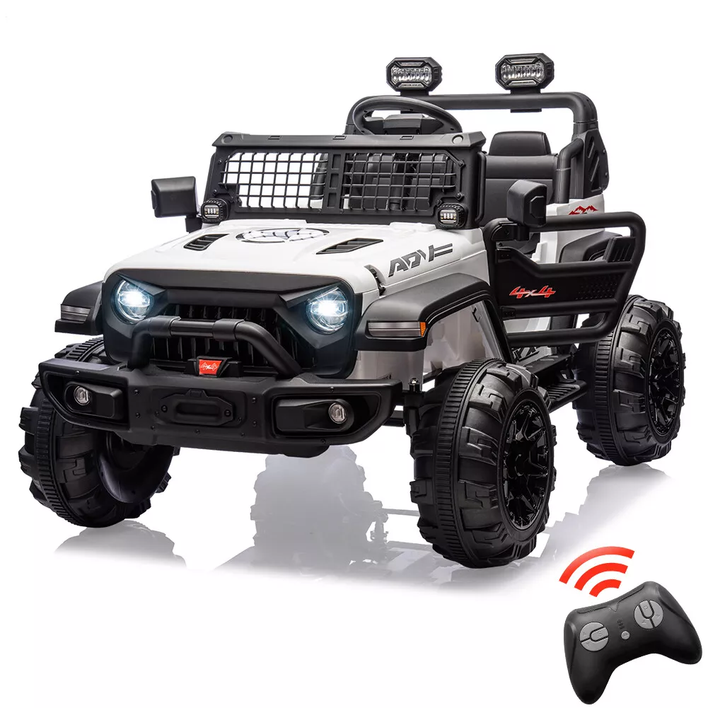 Garvee Ride - P Series: 2 Seaters Kids Ride On Truck With Remote Control,20β Large Seat Ride On Car for Toddlers, 24V 9AH Electric Vehicle Car With Led Light,Large Storage Space, Bottle Holder,Music, Horn for 3-8 Years,White