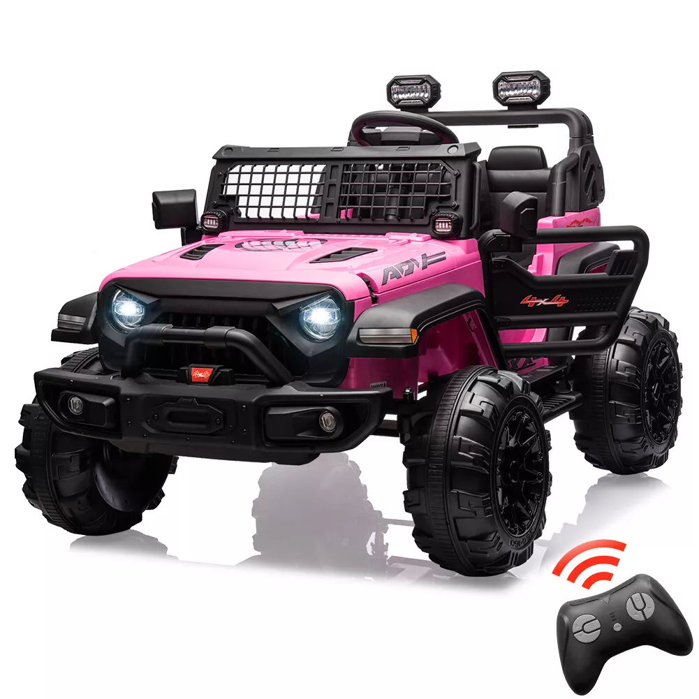 Garvee Ride - P Series: 2 Seaters Kids Ride On Truck with Remote Control,20β Large Seat Ride On Car for Toddlers, 24V 9AH Electric Vehicle Car with Led Light,Large Storage Space, Bottle Holder,Music, Horn for 3-8 Years,Pink