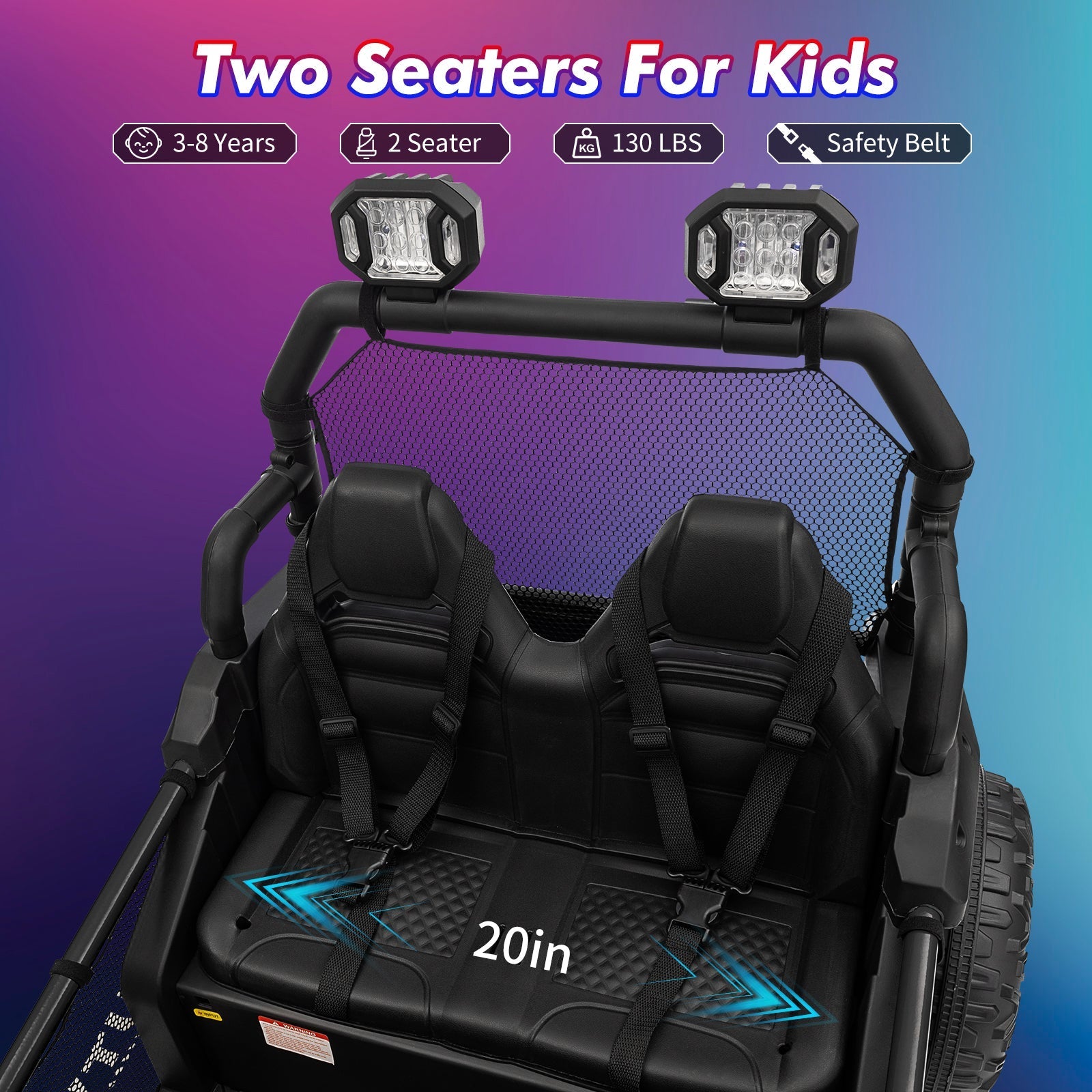 Garvee Ride - P Series: 2 Seater 24V Ride On Car,Electric Vehicle Utv Car for Kids,400W Motors Electric Truck With Remote,4.5MPH Max Speed,Four-Wheel Suspension,Music,Best Gift for Kids,Black