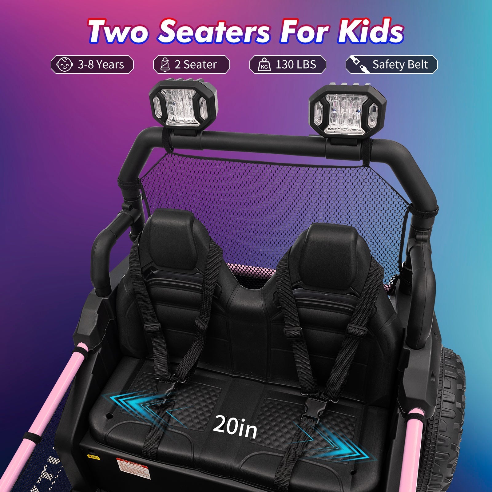Garvee Ride - P Series: 2 Seater 24V Ride On Car,Electric Vehicle Utv Car for Kids,400W Motors Electric Truck With Remote,4.5MPH Max Speed,Four-Wheel Suspension,Music,Best Gift for Kids,Pink