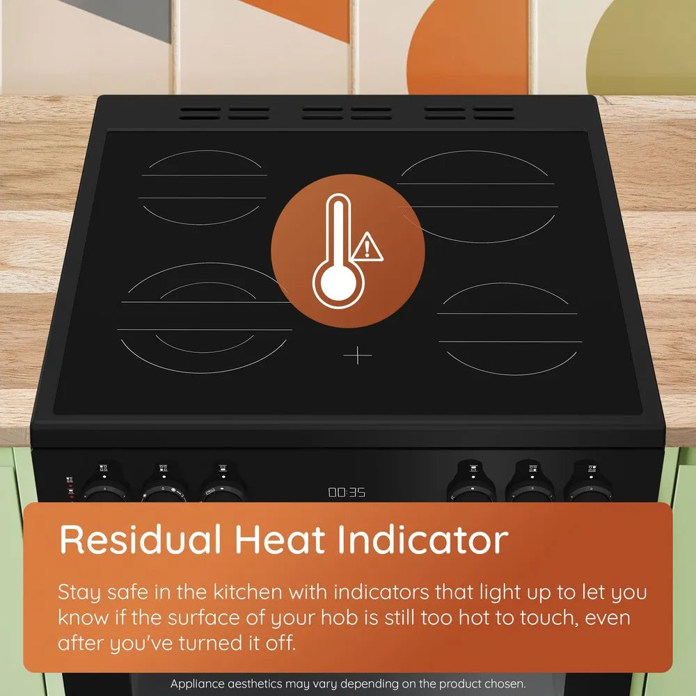 Hotpoint HTE6VDCB1 60cm Electric Twin Cooker with Multiflow Black