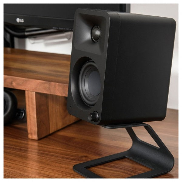 Kanto ORA 100W Powered Reference Desktop Speakers with Bluetooth & SE2 Speaker Stands Package Black