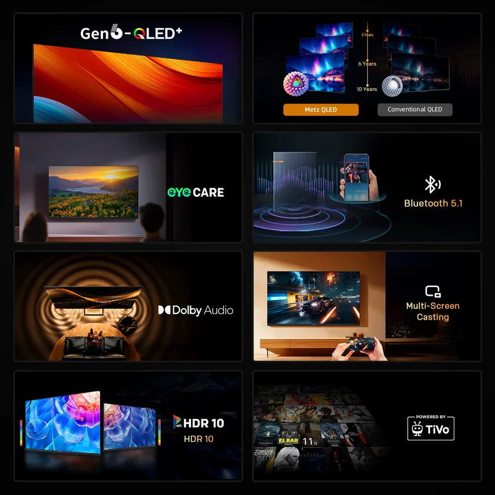 Metz 40MQH6800ZUK 40 Inch HD Smart QLED TV with Freely Power By TiVo