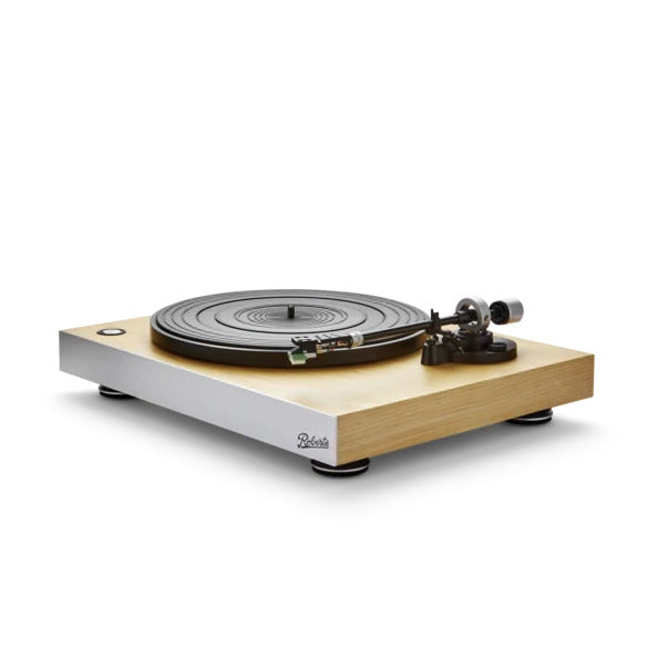 Roberts Stylus Luxe Turntable with Built-In Preamp and Ruark MR1 MK3 Active Bluetooth Speakers with Built-in MM Phono Preamp Walnut
