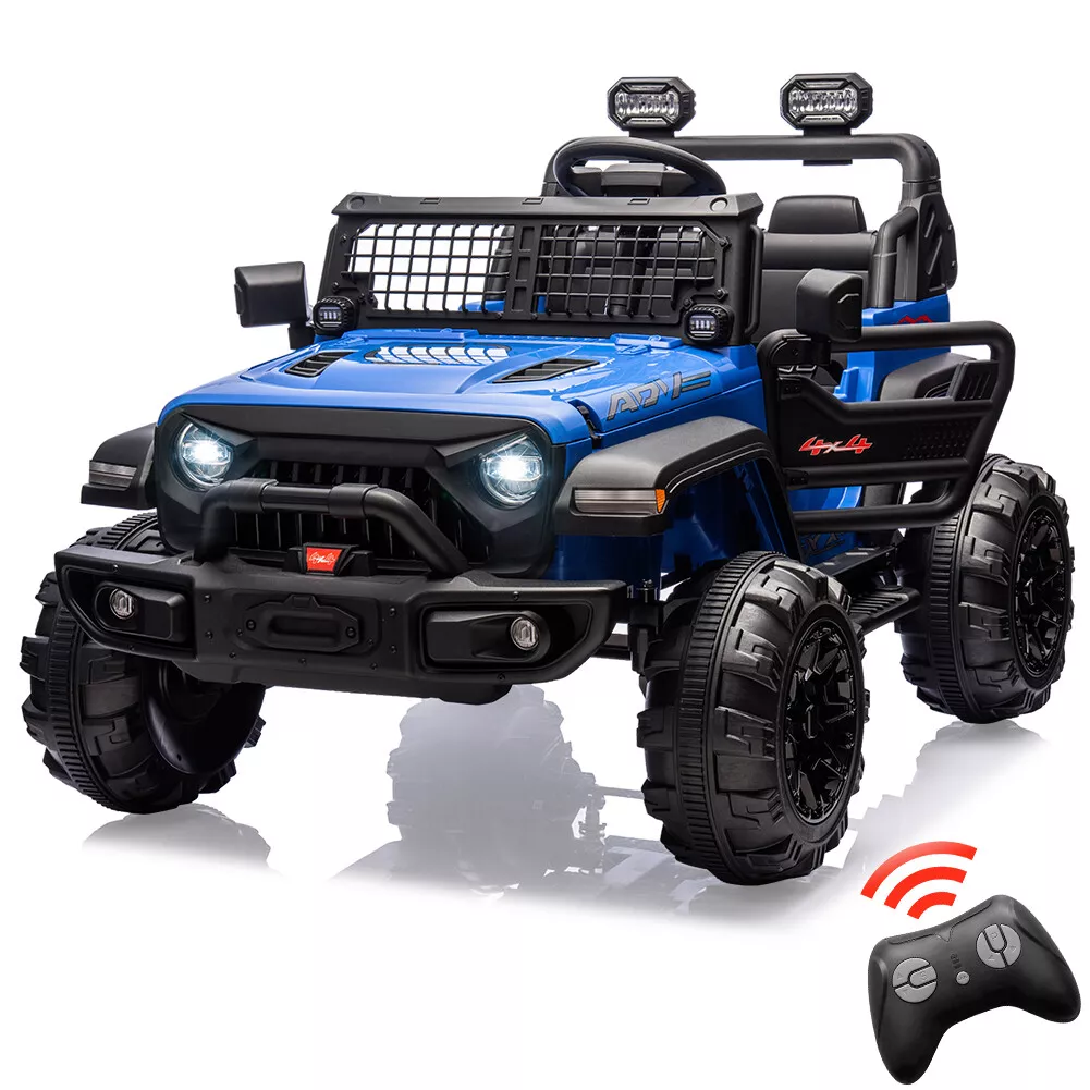 Garvee Ride - P Series: 2 Seaters Kids Ride On Truck with Remote Control,20β Large Seat Ride On Car for Toddlers, 24V 9AH Electric Vehicle Car with Led Light,Large Storage Space, Bottle Holder,Music, Horn for 3-8 Years,Blue