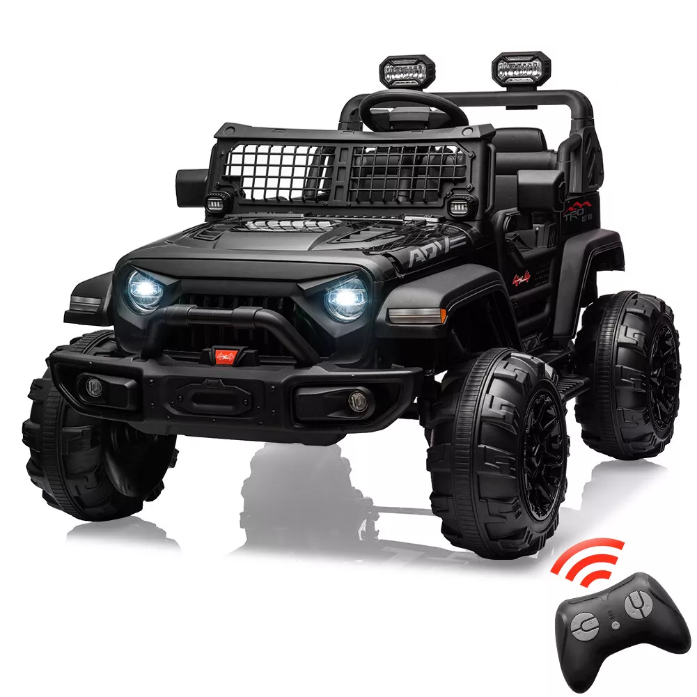 Garvee Ride - P Series: 2 Seaters Kids Ride On Truck With Remote Control,20β Large Seat Ride On Car for Toddlers, 24V 9AH Electric Vehicle Car With Led Light,Large Storage Space, Bottle Holder,Music, Horn for 3-8 Years,Black
