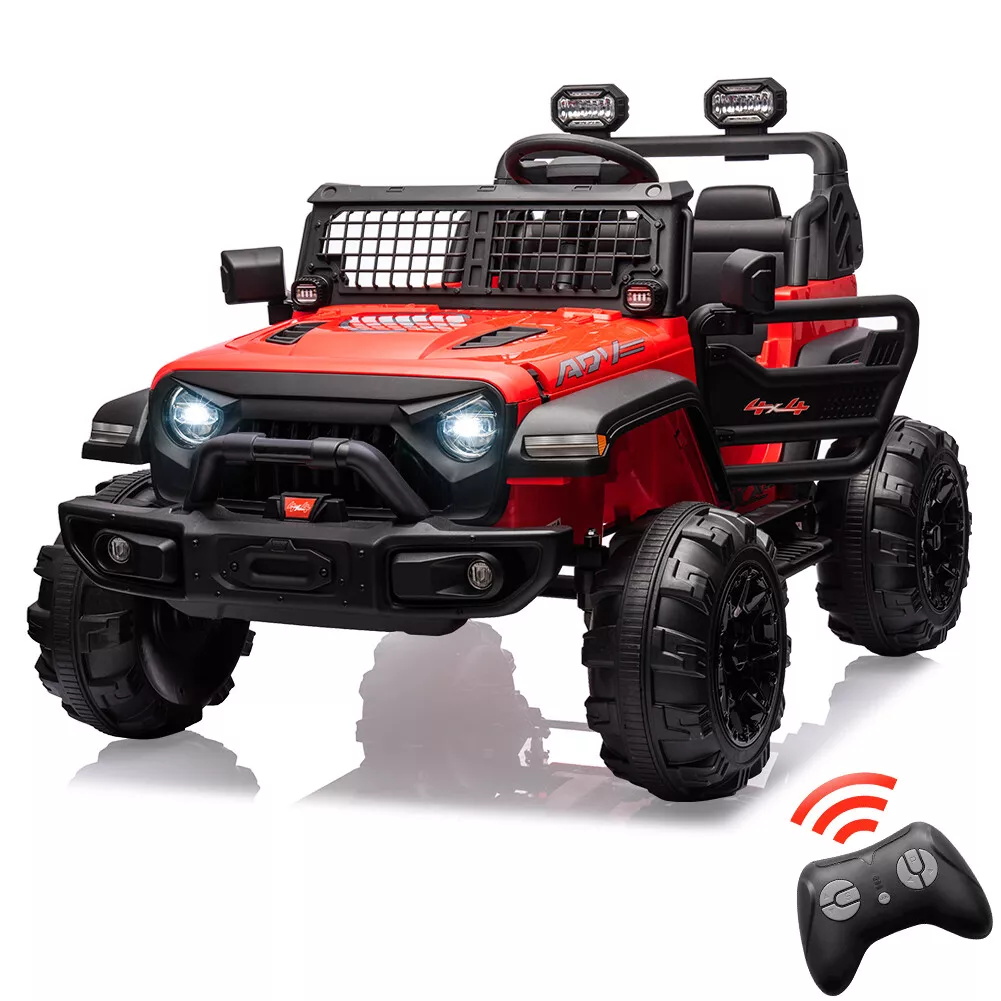 Garvee Ride - P Series: 2 Seaters Kids Ride On Truck with Remote Control,20β Large Seat Ride On Car for Toddlers, 24V 9AH Electric Vehicle Car with Led Light,Large Storage Space, Bottle Holder,Music, Horn for 3-8 Years,Red