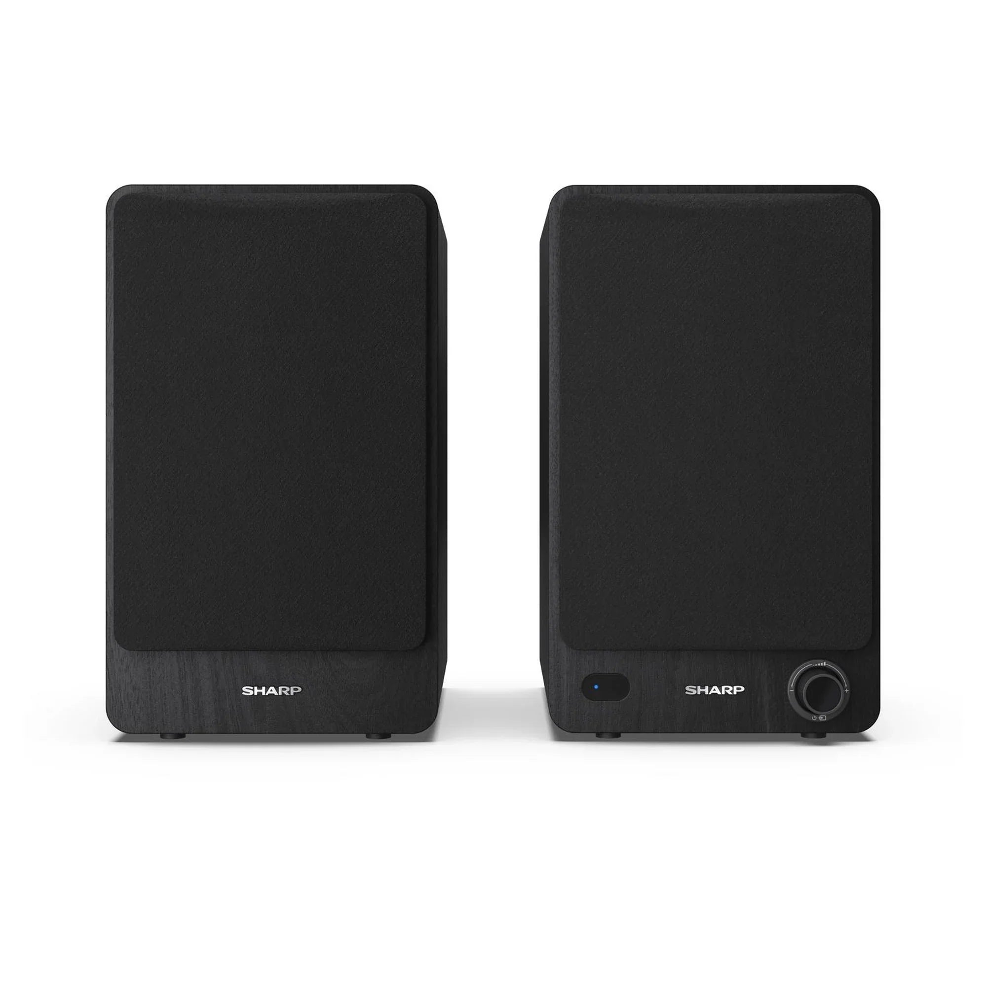 Sharp RP-TT100 Fully Automatic Bluetooth Turntable with CP-SS30 BK Active Bookshelf Speakers Pair - Black