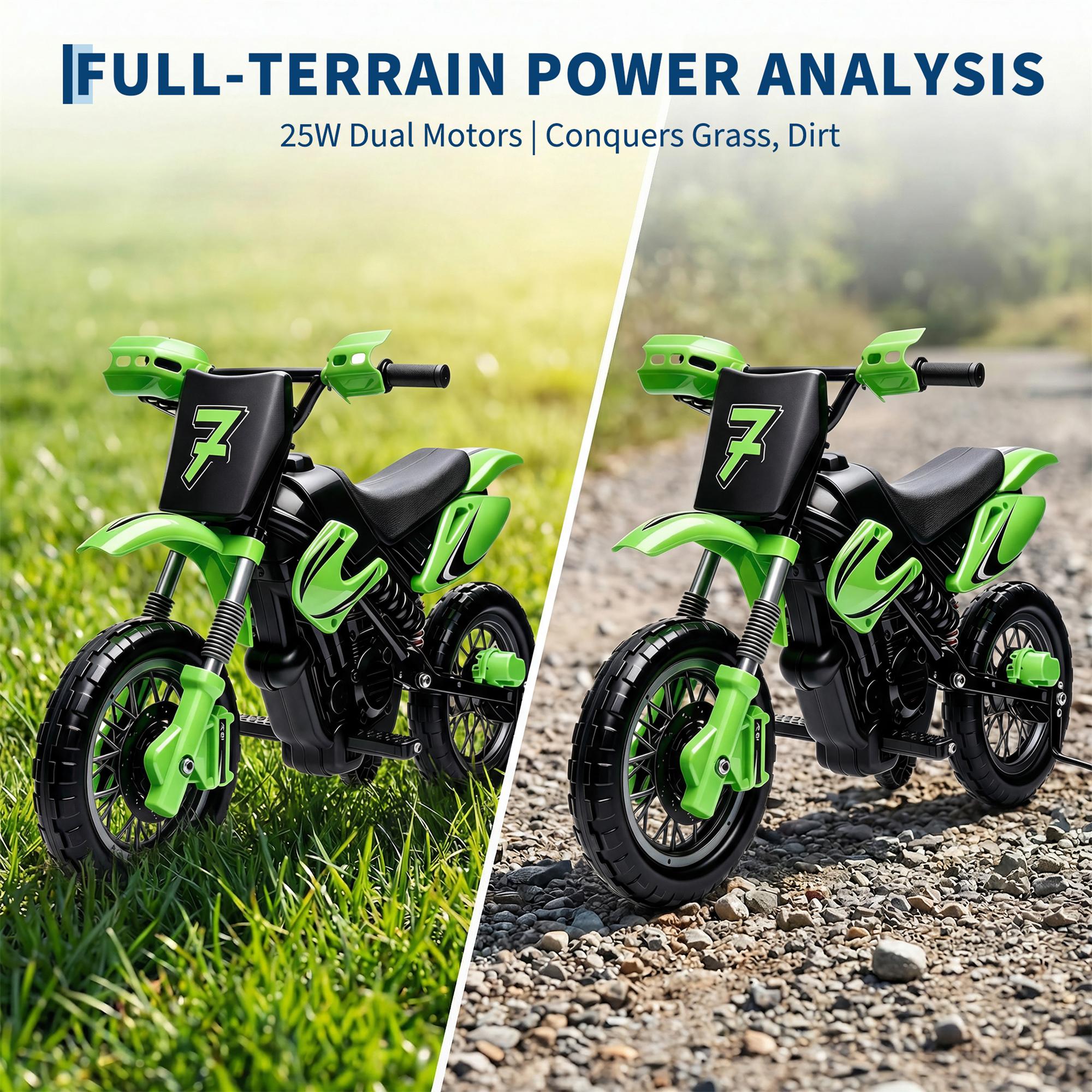 Garvee Safe 6V Electric Ride-On Motorcycle for Kids - Realistic Battery-Powered Toy Bike - Training Wheels, Lights & Sounds - Ideal for Boys & Girls - Green