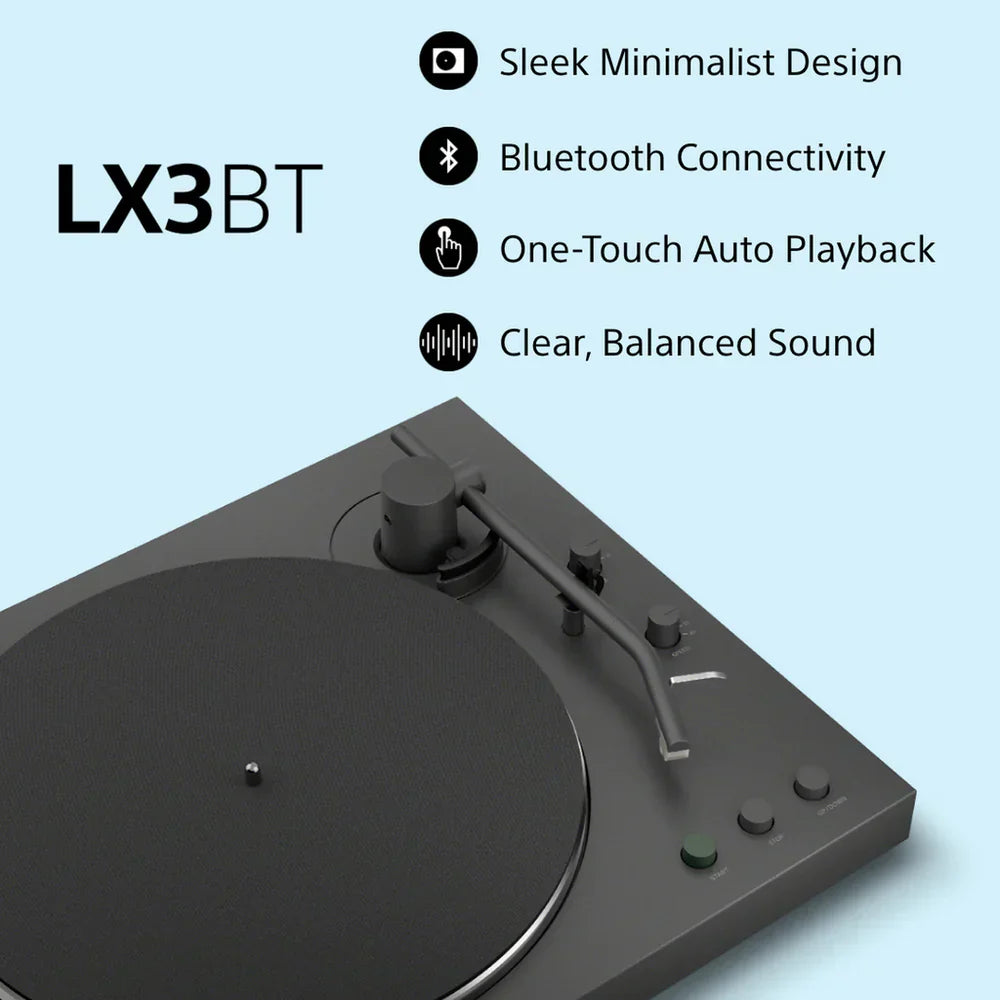 Sony PSLX3BT Fully Automatic Bluetooth Turntable With Klipsch R-50PM Powerd Bluetooth Speakers Pair Hi-Fi Package