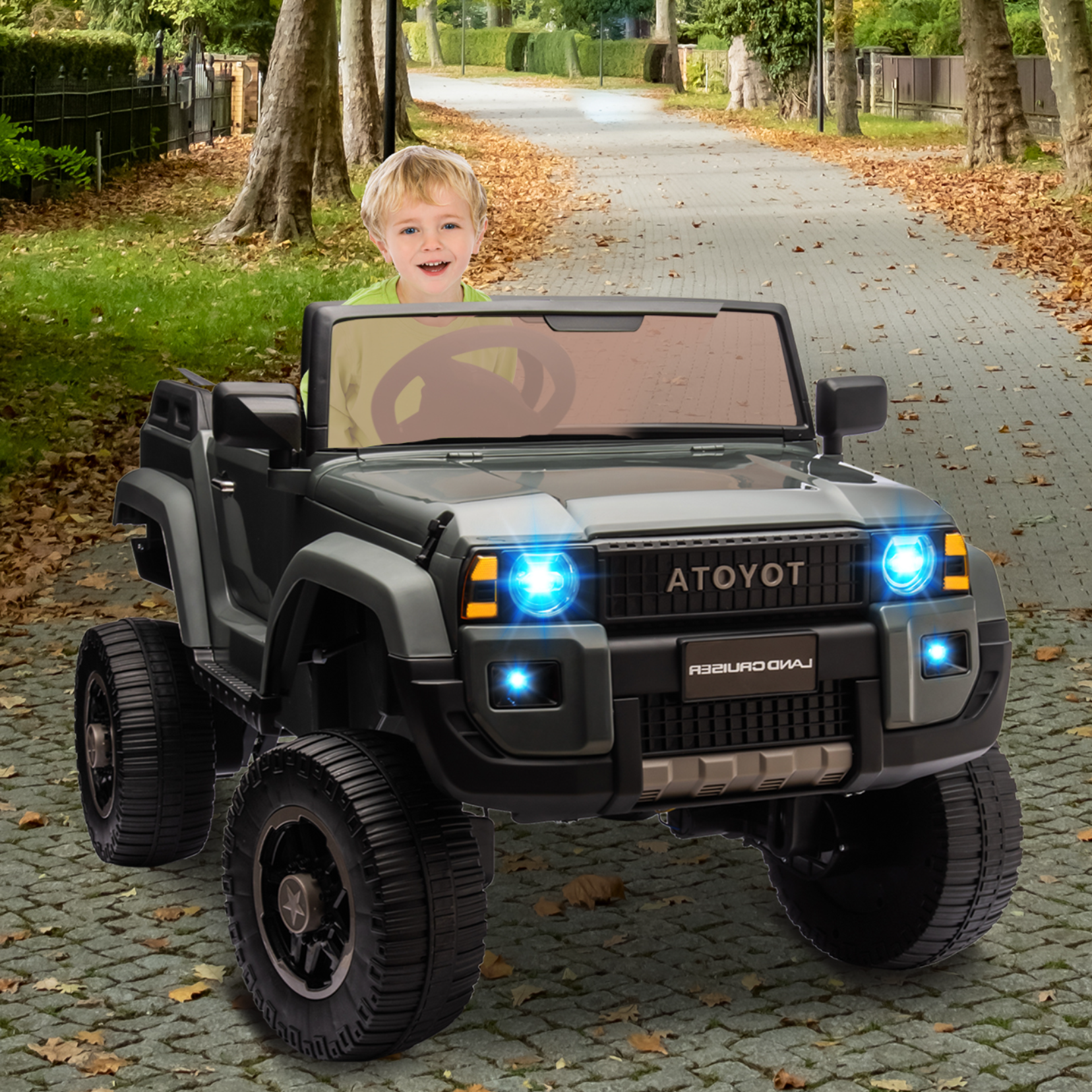 Garvee Ride P Series 24V Kids Electric Ride-On Car w/Parent Remote Control, 4WD/2WD Switch, Bluetooth Music, LED Lights & Shovel β 2-Seater Off-Road Toy for Over 3 Years, ASTM/CPSIA Certified