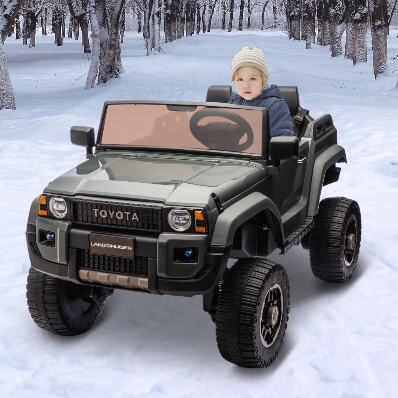 Garvee Ride P Series 24V Kids Electric Ride-On Car w/Parent Remote Control, 4WD/2WD Switch, Bluetooth Music, LED Lights & Shovel β 2-Seater Off-Road Toy for Over 3 Years, ASTM/CPSIA Certified