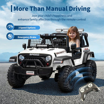 Garvee Ride - P Series: 2 Seater Ride On Car for Kids, 24V Electric Truck with Parent Remote Control, Spring Suspension, 2 Speeds, LED Headlight & Music Player, Kids Electric Vehicle for Aged 3-8 Years
