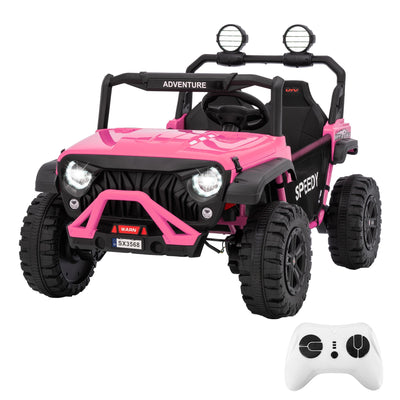 Garvee Ride P Series 24V Kids Toddler Ride On Truck 4WD 3 Speeds Large 7AH Battery Bluetooth MP3 Parent Safety Brake Red Outdoor Play - Pink