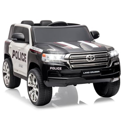 Garvee Ride - P Series: 12V Toyota Land Cruiser Kids' Car: Remote, LED, 3 Speeds, Dual 45W Motors, USB Music, Seat Belt, CPC & ASTM Approved - Black and White