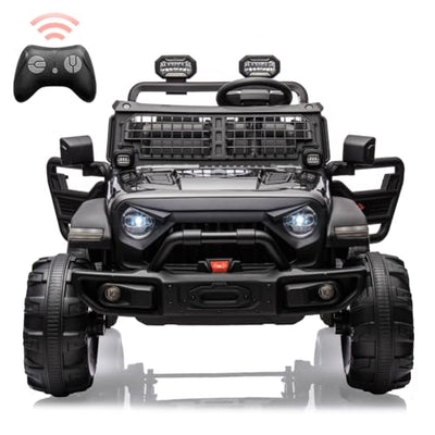 Garvee Ride - P Series: 2 Seaters Kids Ride On Truck With Remote Control,20“ Large Seat Ride On Car for Toddlers, 24V 9AH Electric Vehicle Car With Led Light,Large Storage Space, Bottle Holder,Music, Horn for 3-8 Years,Black
