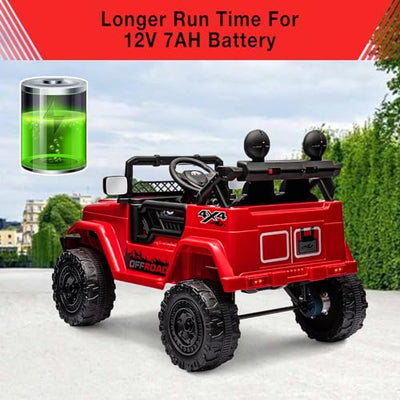 Garvee Ride - P Series: 12V Power Wheel Electric Car for Kids, Ride on Toys with Led Lights Bluetooth, 3 Speeds, Spring Suspension - Red