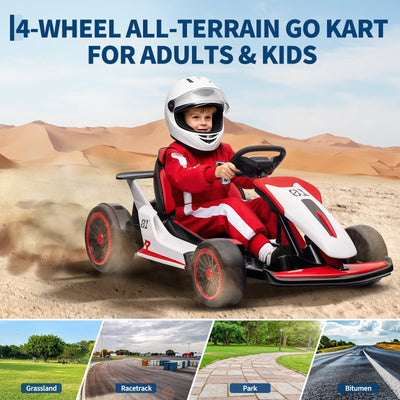Garvee Ride - G Series: 6+,24V Drift Kart with 2X200W Strong Motor, 7AH Big Battery, Electric Pedals, Electric Go Kart Outdoor Race Toy - Red
