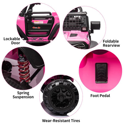 Garvee Ride - P Series: 2 Seaters Kids Ride On Truck with Remote Control,20“ Large Seat Ride On Car for Toddlers, 24V 9AH Electric Vehicle Car with Led Light,Large Storage Space, Bottle Holder,Music, Horn for 3-8 Years,Pink
