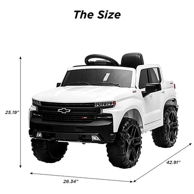 Garvee Ride - P Series: 12V Ride on Car with Remote Control, Battery Powered Licensed Chevrolet Silverado GMC Kids Ride On Truck, Toddler Electric Vehicles Toys,Music,FM,Bluetooth, Spring Suspension, LED Light - White