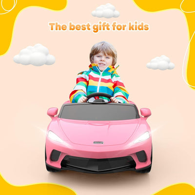 Garvee Ride - P Series: 12V Kids Ride on Car, Licensed Mclaren Battery Powered Electric Car with Remote Control, 3 Speeds, Bluetooth Music, Horn, LED Lights, 4-Wheel Ride on Toys - Pink