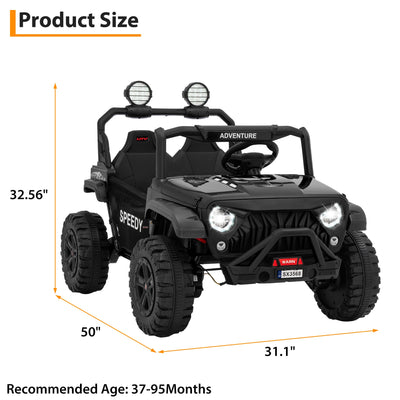 Garvee Ride P Series 24V Kids Toddler Ride On Truck 4WD 3 Speeds Large 7AH Battery Bluetooth MP3 Parent Safety Brake Red Outdoor Play - Black