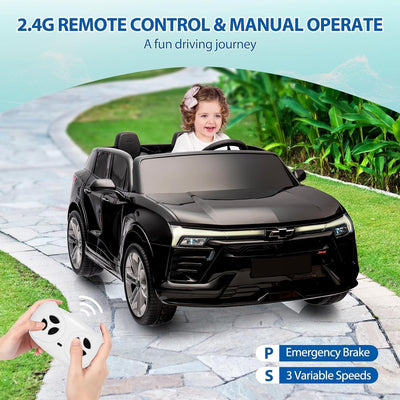 Garvee Ride - P Series: 24V 2-Seater Chevrolet Blazer Kids Car with Remote Control, Bluetooth - Black