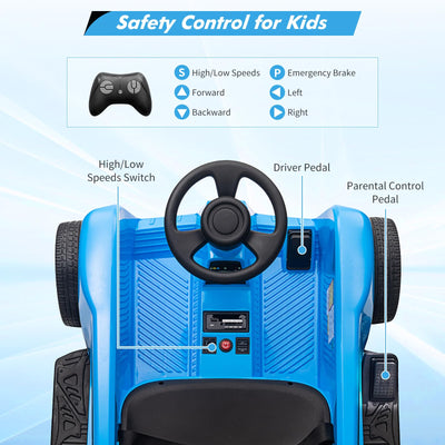 Garvee Ride - P Series: 2 Seaters 4-Wheelers Electric Ride On Toy for Kids, 24V 120W*2 Powerful Motors Max Load 200 Lbs, Two Driver Modes + Remote Control Modes for Toddlers Child with Music, USB, Storage Box, Blue