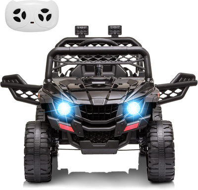 Garvee Ride - P Series: 12V Kids Car: Ride-On Truck, Remote, Suspension, LED, 1.8-3.7 MPH, MP3, Engine Sound, ASTM Certified, for 3-7 Years - Black