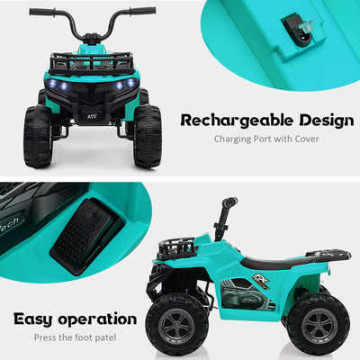 Garvee Ride - P Series: 12V Kids Ride On Electric Quad ATV, Ride Car Toy with Bluetooth Audio,High/Low Speed, LED Headlights, Battery Indicator & Radio Orange - Green