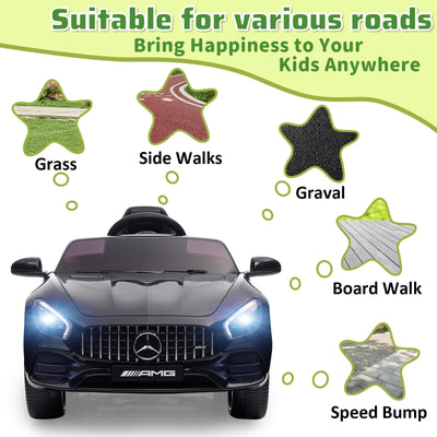 Garvee Ride Car for Kids, 12V Power Battery Electric Vehicles for 3-7 Toddlers, Licensed Mercedes-Benz with Remote Control, MP3 Player - Black