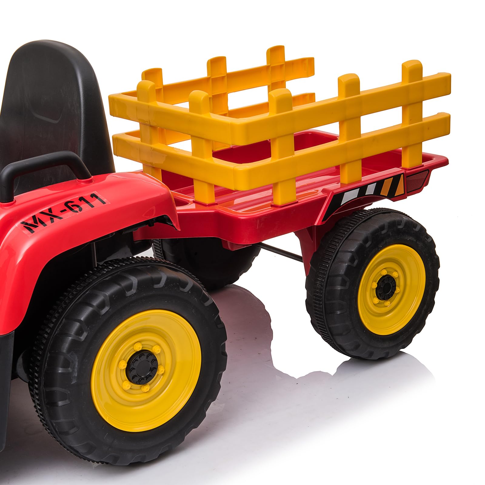 Garvee Ride - P Series: 12V Electric Tractor & Trailer for Kids, 3-6 Yrs - With RC - Red / 35W