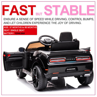 Garvee Ride - P Series: 12V Electric Vehicles Battery Powered with Remote Control, LED Lights, Bluetooth, MP3 for Boys Girls - Black