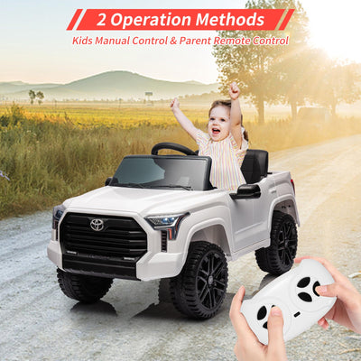 Garvee Ride - P Series: 12V Ride on Car For Kids Age 3+ , Licensed Toyota, with Remote Control, MP3, LED Lights, Suspension System, Double Doors, Safety Belt, Ride On Toys for Boys Girls - White