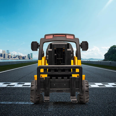 Garvee Ride - P Series: 12V Electric Forklift Ride-On: Liftable Fork, Remote, Music, Realistic Design, 66lb Load, for 3-7 Years - Yellow