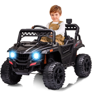 Garvee Ride - P Series: 12V Kids Ride On Car Truck w/Parent Remote Control, Spring Suspension, LED Lights, AUX Port, Music (Red-2,with Tent),jf-2