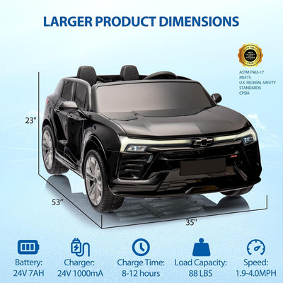 Garvee Ride - P Series: 24V 2-Seater Chevrolet Blazer Kids Car with Remote Control, Bluetooth - Black