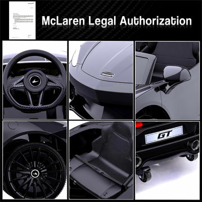 Garvee Ride - P Series: 12V Kids Ride on Car, Licensed Mclaren Battery Powered Electric Car with Remote Control, 3 Speeds, Bluetooth Music, Horn, LED Lights, 4-Wheel Ride on Toys - Black