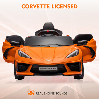 Garvee Ride - P Series: 12V Kids Ride on Car Licensed Corvette Battery Powered Car Toddles Electric Sports Car Toy with Remote Control, Visual Dashboard, LED Lights, Music, Gifts for Boys Girls, Orange