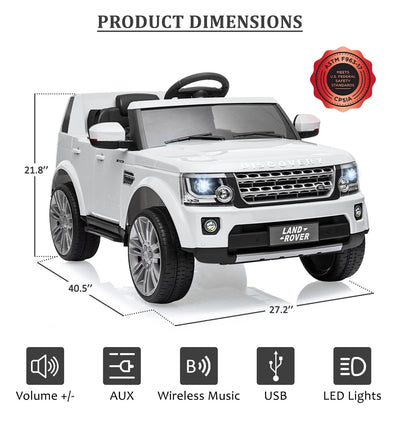 Garvee Ride - P Series: 12V Electric with Remote, Music Player, MP3, LED Lights, 4 Wheels, White