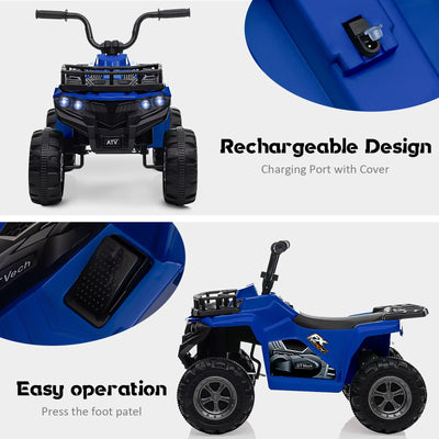 Garvee Ride - P Series: 12V Kids Ride On Electric Quad ATV, Ride Car Toy with Bluetooth Audio,High/Low Speed, LED Headlights, Battery Indicator & Radio Orange - Blue