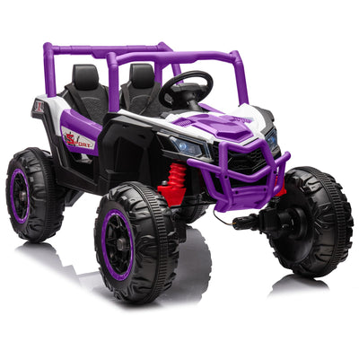 Garvee 2 Seater Ride on Car for Kids, 24V Powered Electric Off-Road UTV Ride Toy, 4WD Electric Vehicle with Remote Control, LED Lights, Bluetooth, 3 Speeds, Horn, 2 Spring Suspension