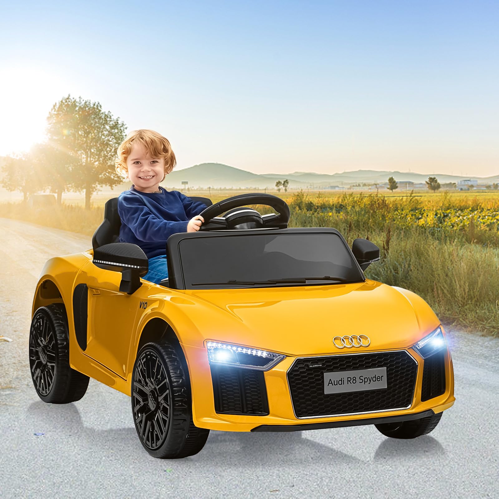 Garvee Ride - P Series: 12V Power Battery Electric Vehicles for 3-7 Toddlers, Licensed Toy Car with Remote Control, MP3 Player - Yellow