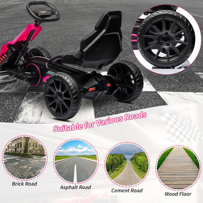 Garvee Ride - P Series: 12V Electric Go Kart for Kids,7Ah Battery Powered Car for Toddlers, Ajustable Seat, High/Low Variable Speeds,EVA Wheels, for 3-6 Years - Pink
