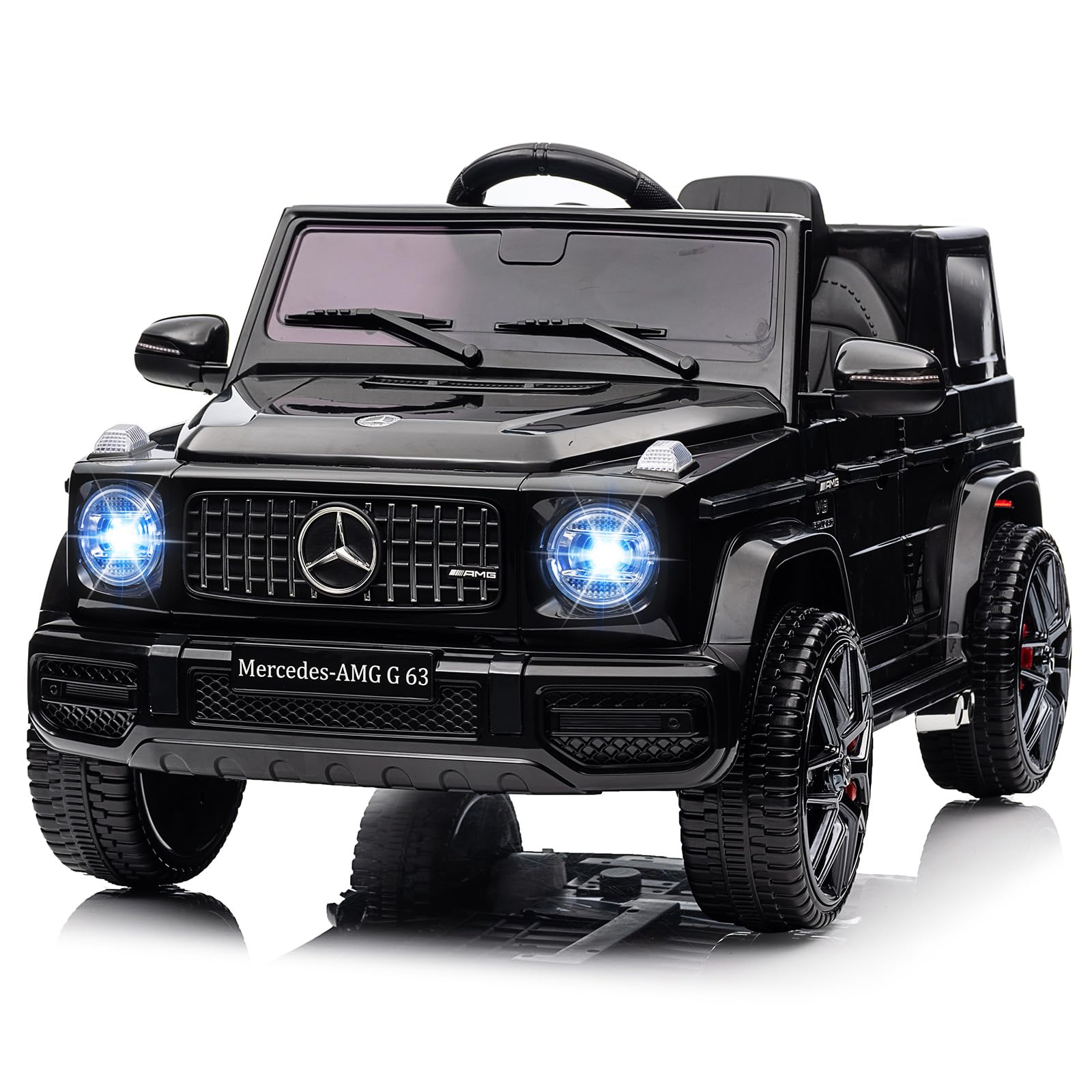 Garvee Ride P Series 12V Mercedes-Benz G63 Ride-On: Remote Control, Suspension, Soft Start, LED, Bluetooth, Music, 2x25W Motors - Black