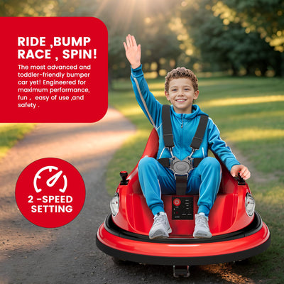 Garvee Ride - P Series: 12V Ride on Toddler Bumping Car W/Remote Control, LED Lights & 360 Degree Spin, ASTM Certified - Red