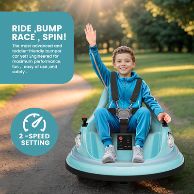 Garvee Ride - P Series: 12V Ride on Toddler Bumping Car W/Remote Control, LED Lights & 360 Degree Spin, ASTM Certified - Blue