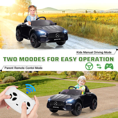 Garvee Ride Car for Kids, 12V Power Battery Electric Vehicles for 3-7 Toddlers, Licensed Mercedes-Benz with Remote Control, MP3 Player - Black