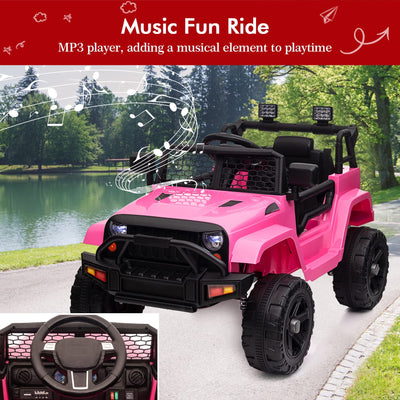 Garvee Ride - P Series: 12V Ride On Truck Car for kid : Remote Control, 3 Speeds, MP3 Music, Suspension, LED Lights,for 3+ Year Old - Pink