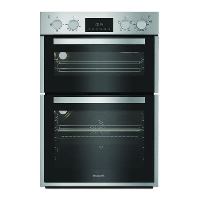 Hotpoint DIH10DIX Built In Electric Double Oven with Enamel Liners Stainless Steel